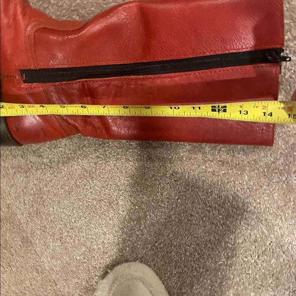 Frye Red Leather Tall Heeled Boots - Picture 11 of 11